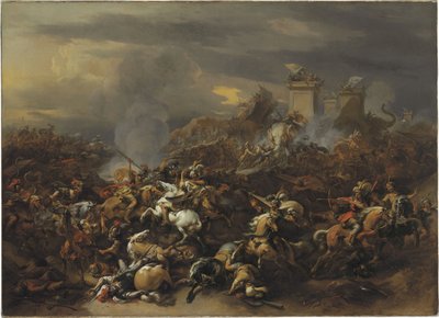 Alexander de Grote (356-323 v.Chr.) vecht tegen Porus van India in 326 v.Chr. door Nicolaes Pietersz. Berchem