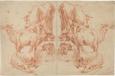 Vier Schapen en een Koe door Nicolaes Pietersz Berchem