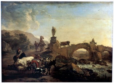 Italiaans landschap met een Kleine Brug, 1656 door Nicolaes Pietersz. Berchem