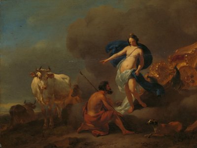 Juno beveelt Argus om Io in de gaten te houden door Nicolaes Pietersz Berchem