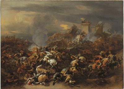 De slag tussen Alexander en Porus door Nicolaes Pietersz. Berchem