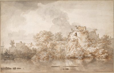 Rivierlandschap bij Montfoort door Nicolaes Pietersz. Berchem