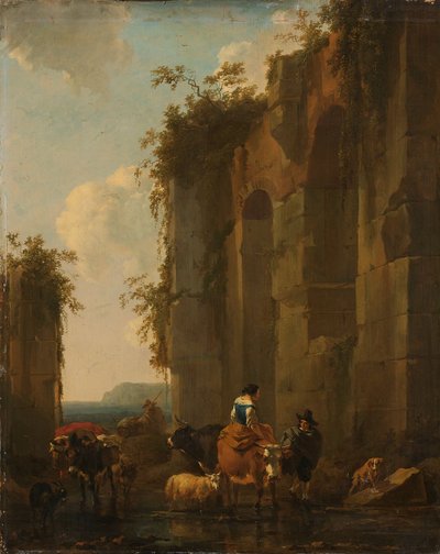 Ruïnes in Italië door Nicolaes Pieterszoon Berchem