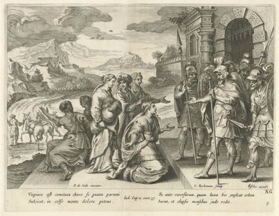 Jefta geeft zijn dochter toestemming om de bergen in te gaan Geschiedenis van Jefta door Nicolaes Ryckmans