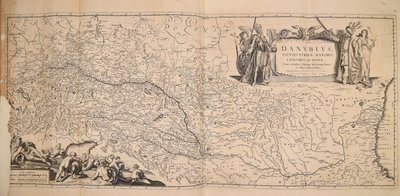 Danubius fluuius Europae maximus a fontibus ad ostia cum omnibus flumnibus ab utroque latere in illum defluentibus door Nicolaes Visscher