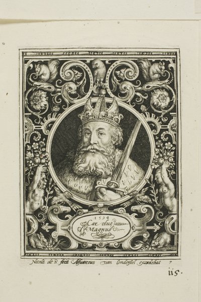Karel de Grote, plaat zeven uit De Negen Waardes door Nicolaes de Bruyn