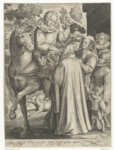 De verloren zoon ontvangt zijn erfdeel en gaat op reis (Verhaal van de verloren zoon) door Nicolaes de Bruyn