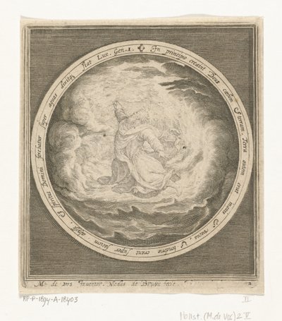 Eerste dag van schepping: God schept hemel en aarde door Nicolaes de Bruyn