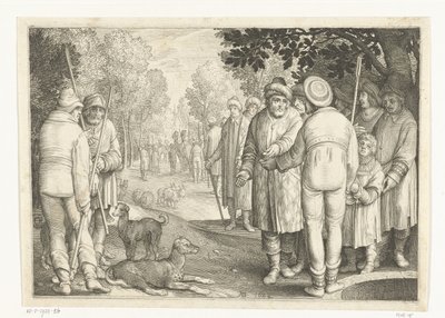 Jozef wordt door zijn broers verkocht aan kooplieden bij de put (Verhaal van Jozef) door Nicolaes de Bruyn