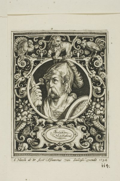 Judas Macabee, plaat zes van The Nine Worthies door Nicolaes de Bruyn