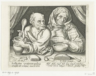 Man en vrouw eten pap door Nicolaes de Bruyn