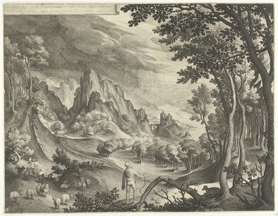 Mozes wordt aangesproken door God op de berg Horeb door Nicolaes de Bruyn