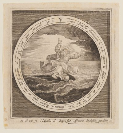 Tweede Dag: De verdeling van de wateren, van de schepping tot de verdrijving uit het paradijs door Nicolaes de Bruyn