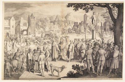 Sadrach, Mesach en Abednego in de brandende kachel door Nicolaes de Bruyn