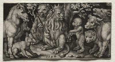 De koning der beesten door Nicolaes de Bruyn