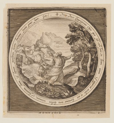 Derde Dag: De Schepping van Land en Vegetatie, van De Schepping tot de Verdrijving uit het Paradijs door Nicolaes de Bruyn