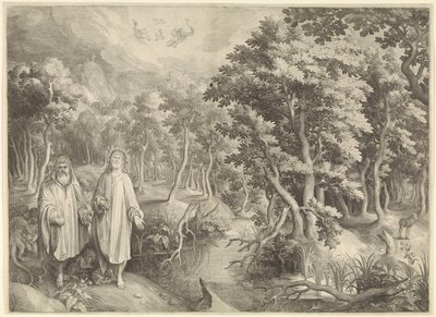 Verzoeking van Christus in de woestijn door Nicolaes de Bruyn
