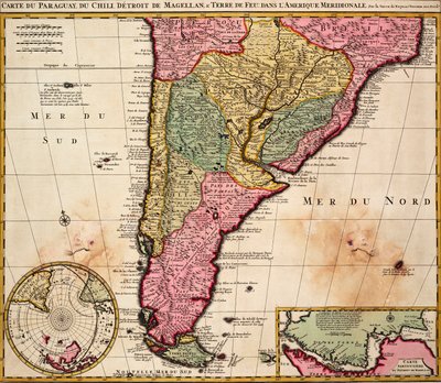 Kaart van Paraguay, Chili, Straat Magellaan en Tierra del Fuego in Zuid-Amerika, c.1720 door Nicolaes the Younger Visscher