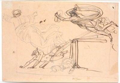 Allegorische voorstelling van West-Indische handel? Mercurius liggend op een wip en f.o. de Rijkdom door Nicolai Abildgaard