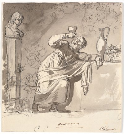 Anacreon, leunend tegen een tafel met een geheven beker door Nicolai Abildgaard