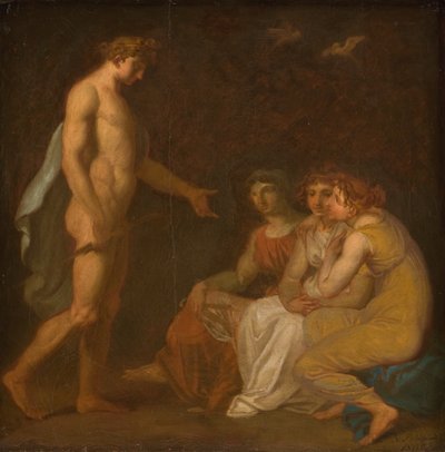 Apollo beveelt de Parcae om Ceres te bezoeken, die van de aarde is gevlucht door Nicolai Abildgaard