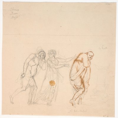 Davus Mysis en Chremes. Studie voor het schilderij Chremes luistert naar (dienstmeisje) Mysis