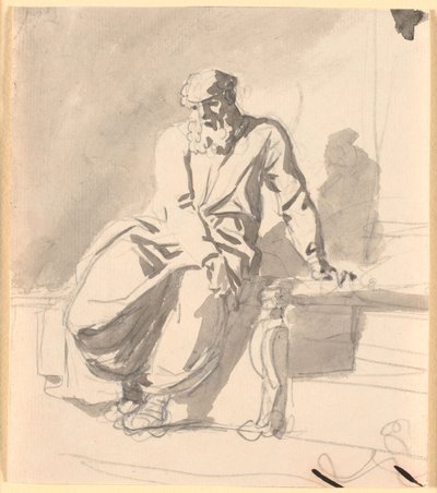Zittende antieke manfiguur, waarschijnlijk Anacreon door Nicolai Abildgaard