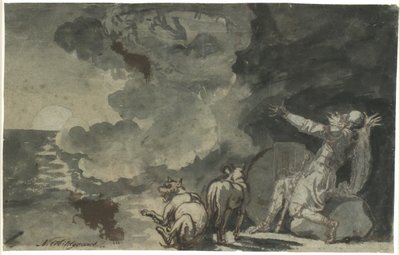 Fingal ziet de geesten van zijn voorouders bij maanlicht. Scène uit Ossian door Nicolai Abildgaard