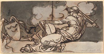 Liggende vrouwenfiguur die de islamitische religie symboliseert door Nicolai Abildgaard