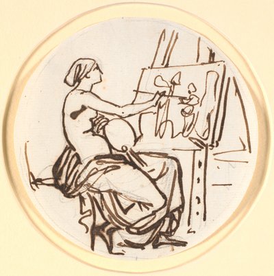 De genius van de schilderkunst. Cirkelvormige compositie door Nicolai Abildgaard