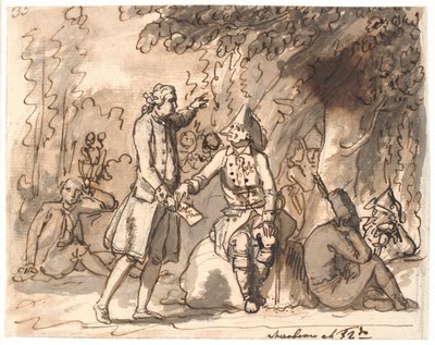 Mirabeau geeft Frederik II van Pruisen een document met de rechten van de mens door Nicolai Abildgaard