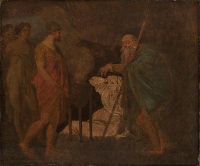 Odysseus raadpleegt Teiresias. Uit Homeros