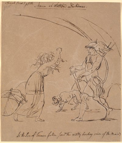 Scène uit Ossian; Morna en Duchomar door Nicolai Abildgaard