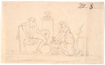 Scène met twee figuren door Nicolai Abildgaard