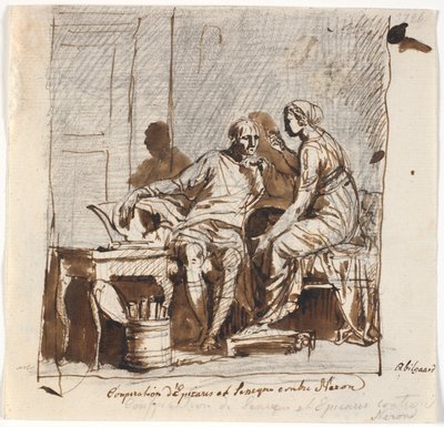 Seneca en Epicharis samenzweren tegen Nero door Nicolai Abildgaard
