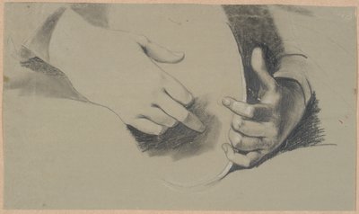 Studie van twee handen die een ovale voorwerp vasthouden (een spiegel of een kroon?) door Nicolai Abildgaard