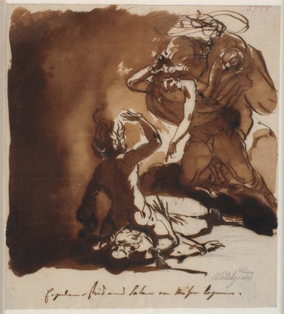 De aartsengel Michaël strijdt met Satan over het lichaam van Mozes door Nicolai Abildgaard