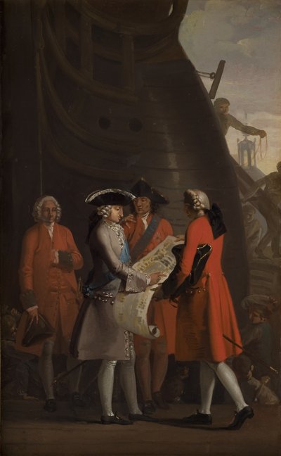 De bouw van de haven van Kopenhagen tijdens het bewind van Christian VI door Nicolai Abildgaard