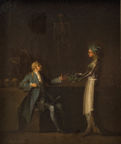 De Vrouw van de Dokter Onthult de Intentie van haar Man om Niels Klim te Anatomiseren door Nicolai Abildgaard
