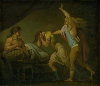 Twee jonge mannen bekennen aan Alexander de Grote hun samenzwering tegen hem door Nicolai Abildgaard