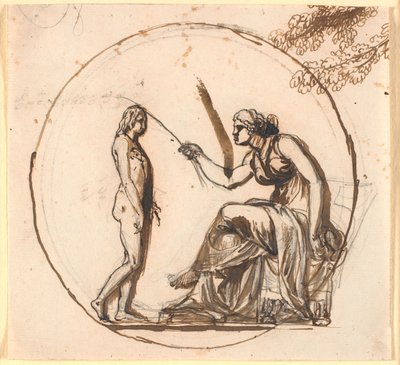 Schets met twee figuren voor het Vrijheidsreliëf voor de Vrijheidszuil door Nicolai Abildgaard