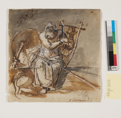Ontwerp voor het schilderij van Ossian (of Homerus?) door Nicolai Abildgaard