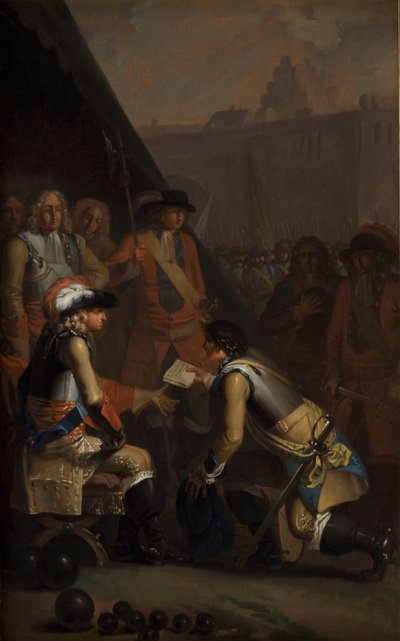 Magnus Stenbock geeft het fort van Tønning over aan Frederik IV in 1714 door Nicolai Abraham Abildgaard