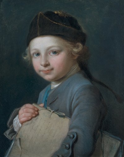 Portret van een jonge jongen met een portfolio door Nicolas Bernard Lepicie
