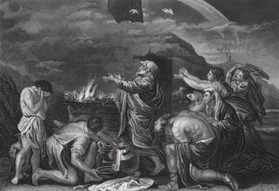 Noachs Offer, Genesis, Hoofdstuk 8, vers 20 door Nicolas (after) Poussin