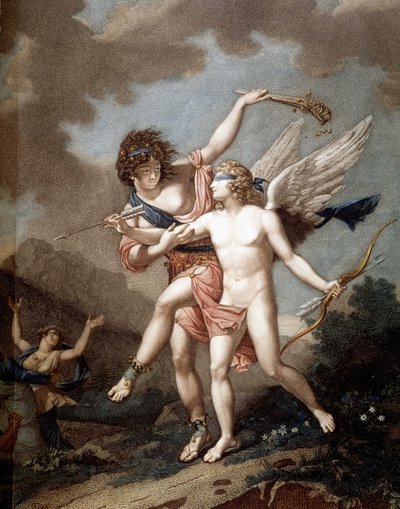 Liefde geleid door waanzin door Nicolas Andre (after) Monsiau