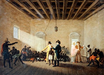 Een Interieur met Slavenhandelaren door Nicolas Antoine Taunay