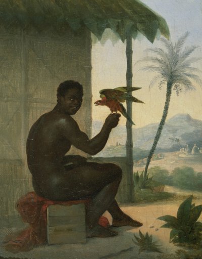 Braziliaanse zwarte met tropische vogel door Nicolas Antoine Taunay