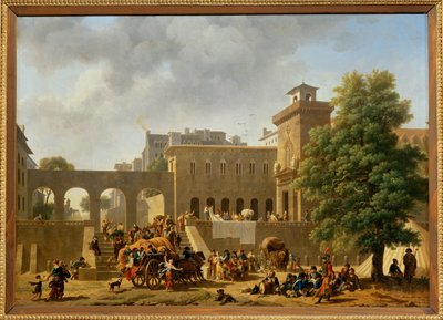 De buitenkant van een militair hospitaal, ook bekend als "De Fransen in Italië", Salon 1804 ... door Nicolas Antoine Taunay