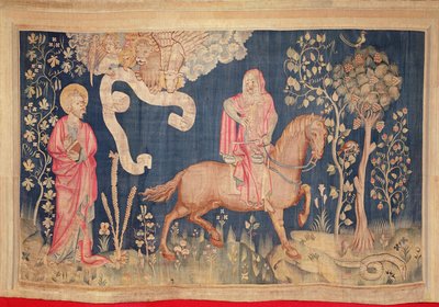 Hongersnood op het zwarte paard, uit de Apocalyps Tapestry van Angers, 1373-87 door Nicolas Bataille
